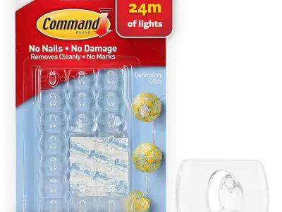 Command Decorating & organizing Pack of 20 clips/hooks and 24 mini strips, Damage Free walls, Clear,Plastic