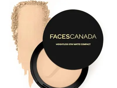 FACESCANADA Weightless Stay Matte Finish Compact Powder - Natural, 9g | Non Oily Matte Look | Evens Out Complexion | Hides Imperfections | Blends Effortlessly | Pressed Powder For