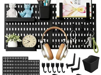 Serplex Pegboard Kit, 11.8'' Square Wall Pegboards Wall Organizer Pegboards | DIY Assembly Pegboard Kit with Storage Box & Shelf, Hooks, Space Saving Wall Pegboard Organizer for To