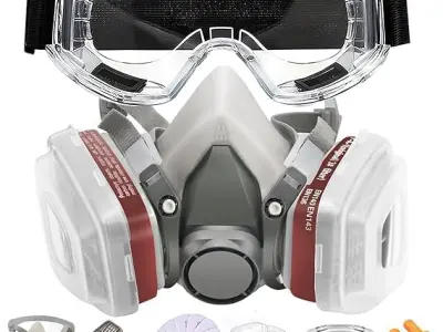 XYNEOX Respirator Gas Mask Reusable Face Cover with Filters for Painting,Spraying,Wood-working,Construction,DIY and Protection Against Dust,Fumes