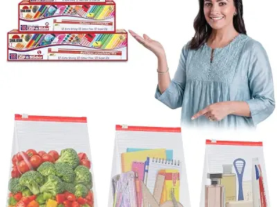 Shalimar Zip 'N' Slider Bags | Combo Pack (Small + Medium + Large) | Pack of 45 Bags | Ziplock/Vegetable/Fruit/Fridge/Multi-Purpose Storage Bag | Reusable & Reclosable with Slider