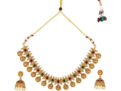 Fashion Frill Fashion Frill Traditional Gold Plated Necklace Set For Women | Pearls Jewellery S