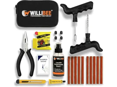 WILLIBEE 11-in-1 (Pack of 10 Strips) Tubeless Tyre Puncture Repair Kit for Car & Bike | Heavy-D