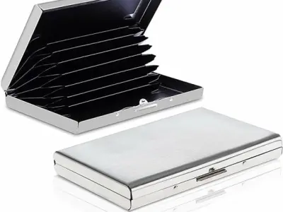 Trendy 8 Slots Credit Card Holder RFID Protected Stainless Steel Credit Card Wallet Slim Metal Credit Card Case for Men and Women