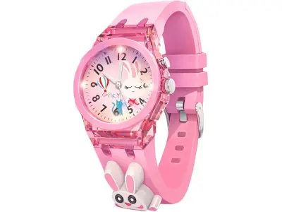 SPIKY Analog Watch for Kids | 3D Cartoon | 7 Multicolor LED Luminous Lights with Silicone Strap