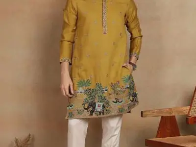 House of Pataudi Men's Ethnic Border Kurta
