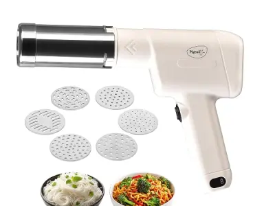 Pigeon Instamami Automatic Noodle Maker with 6 Moulds | Cordless Type-C Idiyappam & Pasta Maker | Portable Handheld Noodle Press | Cream