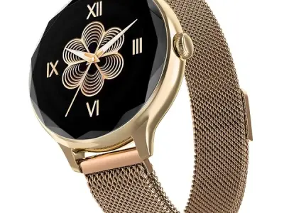 Noise Diva (Smartchoice) Smartwatch with Diamond Cut dial, Glossy Metallic Finish, AMOLED Display, Mesh Metal and Leather Strap Options, Female Cycle Tracker smart Watch for Women
