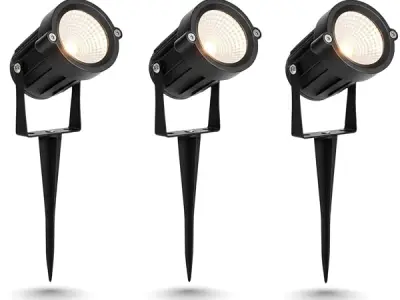 S SAIF 5W Warm White LED Waterproof Garden Spot Light with Ground Spike | Outdoor Landscape Spotlight for Garden, Lawn, Pathway, Tree, Fountain & Decoration Pack of 3