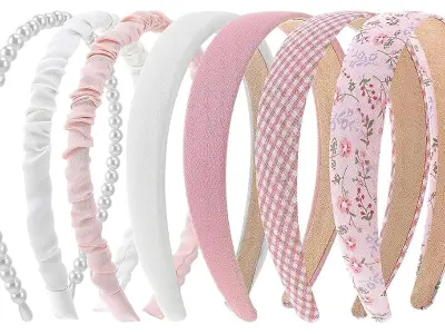 ZIBUYU® 7Pcs Hair Band for Women Stylish, Floral Wide Hair Band for Girls Kids, Pearl, Plaid, C