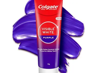 Colgate Visible White Purple Toothpaste for Teeth Whitening, Colgate Toothpaste with Fluoride, Tooth Paste Helps Remove Surface Stains, Whitens Yellow Teeth, Enamel-Safe for Daily