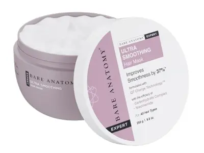 Bare Anatomy Ultra Smoothing Hair Mask For Dry & Frizzy Hair | Restores Smoothness & Texture by 27% | Powered By Carbohydrate Complex & Niacinamide | For Women & Men | SLS & Parabe