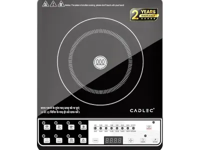Cadlec CookEase 2000W Induction Cooktop | 8 Cooking Modes, Auto Shut-Off, Over-Heat Protection, LED Display, BIS Approved, 2-Year Warranty | Black