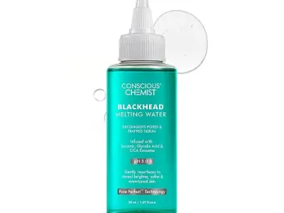 Conscious Chemist® Blackhead Melting Water | 50ml | Gentle Pore treatment with Succinic, Glycolic Acid & CICA Exosome | Unclogs Pores, Dissolves Blackheads & Smoothens Skin | Toner