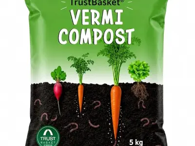 TrustBasket Vermicompost 5kg 100% Natural Organic Fertilizer for Plants | Nutrient-Rich Compost for Home Garden | Improves Plant Health, Water Retention & Soil Quality | Ideal for