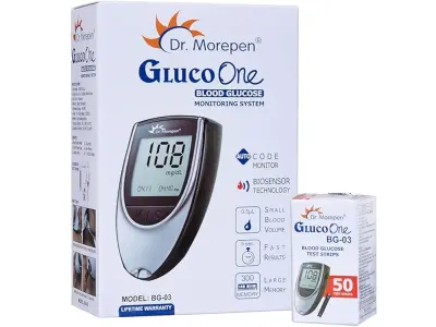 Dr. Morepen BG-03 Gluco One Glucometer Combo, 50 Strips (Multicolor)