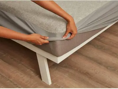 Wakefit Water Proof Terry Cotton Mattress Protector | Grey | Machine Washable | Super Soft | Fi
