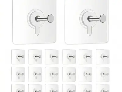 JIALTO 20 Pcs Self Adhesive Hooks for Secure Wall Hanging - Versatile 6mm Nail Hook for Photo Frames Hooks, Clocks, and More - Transparent, Heavy-Duty, No-Drill Solution