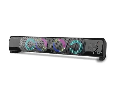 ZEBRONICS Wonder BAR 10, 2.0 USB Computer Speakers, 10 Watts, 2-in-1 Design, USB Powered, RGB Lights, AUX, Volume Control, Headphone/Mic Port, for Laptops & Desktop