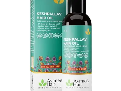 Avimee Herbal Keshpallav Hair Oil for Hair Growth | For Both Men & Women | Helps to reduce Hair Fall | With Rosemary, Castor, Amla, Coconut and Bhringraj Oil | Mineral Oil Free | 1
