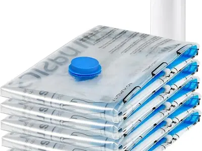 amazon basics Vacuum Compression Storage Bags with Hand Pump - Medium, 5-Pack