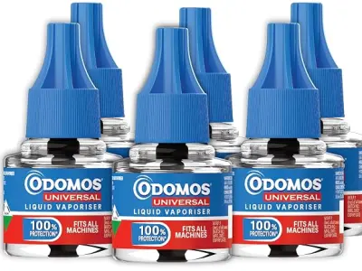 Odomos Universal Liquid Vaporiser 45ml X Pack Of 6 | Mosquito Repellent Single Refill | 100% Protection| Fits All Machines | Protects Dengue, Malaria & Chikungunya Mosquitoes |