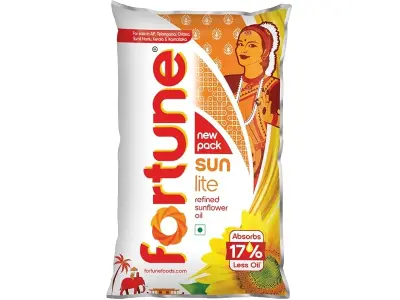 Fortune Sunlite Refined Sunflower Oil, 910gm/1L Pouch (Weight May Vary)