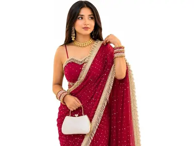 Yashika Women's Frendy Satin Butti Saree with Blouse Piece for Traditional Ethnic Wear Sari