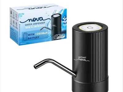 GetSetNova Automatic Electric Water Dispenser Pump for 20 Litre Bottle Portable Water Pump Dispenser for Home, Office, and Outdoors | 1200 mAh C-Type Fast Charging Battery (Black)