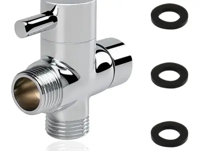 HASTHIP 3 Way Shower Diverter Valve Plated Copper, G1/2 Thread for Bathroom | Controls Water Routing, Supports Handheld Shower, Bidet or Sprayer, Plated Copper Body, Lever Operatio