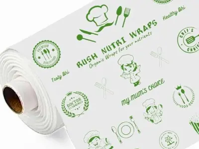 Rush Premium 100 Mtr Nutri Wrap Food Wrapping Paper Roll with Sealing Sticker, Non-Sticky Butter Paper Roll for Roti Use as Parchment Paper for baking cake, Kitchen Roll Paper or r