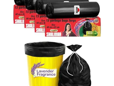 Shalimar Premium Scented Garbage Bags | Large 24 X 32 Inches | 60 Bags (15 Bags X 4 Rolls) | Lavender Fragrance | Dustbin Bag/Trash Bag | (Black) - Perforated Box for Easy Dispensi