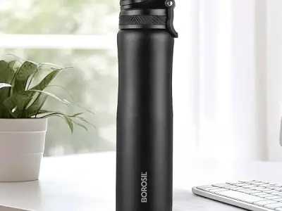 Borosil 800ml Duo Sport Stainless Steel Water Bottle | ISI Certified Made in India | Double Wall Vacuum Insulated Flask | for Office, School, Gym & Travel | 1 Year Warranty