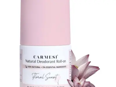 Carmesi Natural Underarm Roll On Deodorant for Women | 95% Natural | Prevents Body Odour | No Alcohol & Aluminium | Floral Sunset - Soft Floral Fragrance | 50 ml