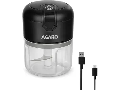 AGARO Elite Rechargeable Mini Electric Chopper, Food Grade Bowl, Stainless Steel Blades, Rechar